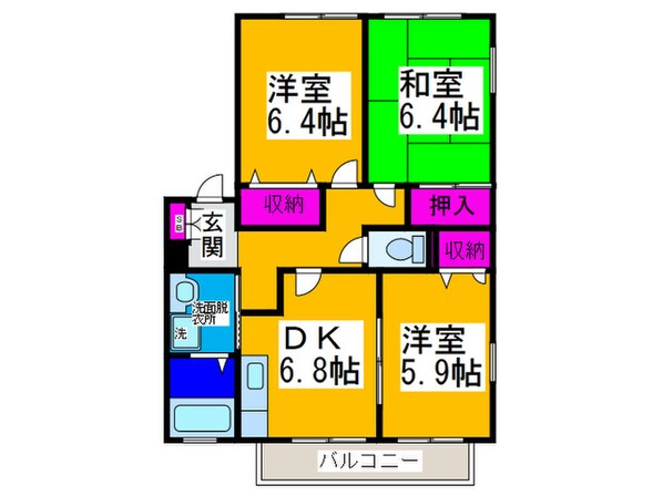 ハイマ－ト金川ⅡＣ棟の物件間取画像